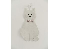 sac à pyjama range pyjama cache pyjama plat à suspendre CHAT en chanvre lin ancien beige blanc écru noir décoration murale chambre enfant ou bébé cadeau de naissance