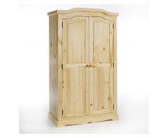 Armoire TULUM penderie pour vêtements style traditionnel avec 2 portes battantes, en pin massif vernis naturel