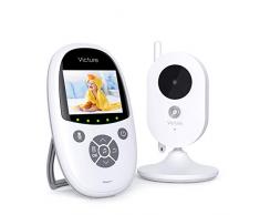 Victure Babyphone Video Camera 2.4 LCD Couleur Video Bebe Surveillance 2.4GHz Transmission, Vision Nocturne, Communication Bidirectionnel, VOX, Capteur de Température, Berceuses