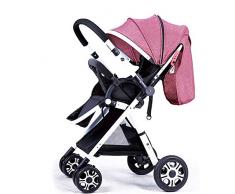 High Landscape Bébé Poussette Poignée Bébé Réversible Buggy Peut Sasseoir Et Lie DownUltralight Portable Pliable Enfant Panier Blanc Cadre -by Virtpers (Couleur : Linen Pink)