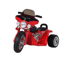 Homcom Moto électrique pour Enfants Chopper Police 6 V env. 2,5 Km/h 3 Roues Effets Lumineux et sonores Noir et Rouge