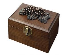 YCDJCS Ecrin Vintage Pin Matériel Boîte à Bijoux en Bois Massif Collier Boîte de Finition Multifonctions Coiffeuse Décoration Cadeau Boîtes (Color : Brown, Size : 12.5 * 9 * 8 cm)