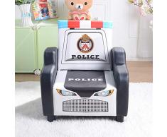 AGVER Fauteuil pour Enfants, Seat Sofa Enfants Cadre en Bois en Cuir Non-Slip Playroom Canapé, pour Les Enfants Chambre (Noir, Blanc),Noir