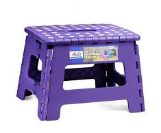 HOUSE DAY Tabouret-escabeau Pliant Tabouret-escabeau en Plastique léger, Tabouret-escabeau Pliable de 9 Pouces pour Enfants, Tabourets pliants antidérapants pour Cuisine Salle de Bain Chambre Violet
