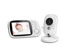 GHB Bébé Moniteur Babyphone Vidéo 3.2 Inches LCD Couleur Caméra Bébé Surveillance 2.4 GHz Bidirectionnelle Vision Nocturne