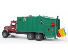 BRUDER - 02812 - Camion Poubelle MACK avec 2 Poubelles - Vert