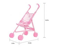 Bébé Poupée Poussette Chariot Pliable Avec Poupée Pour 12 pouces Poupée Barbie Mini Poussette Jouets Cadeau Rose
