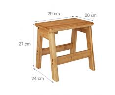 Relaxdays Tabouret repose-pieds bambou RUSTICO table console bois guéridon petit tabouret enfant HxlxP: 27 x 29 x 24 cm, nature