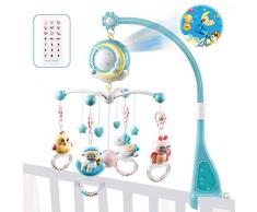 Goforwealth Clochette pour lit de bébé Mobile Musical pour Lit Bébé Télécommandé Projection de Lumières Musiques et Sons dès la Naissance Mobile Musical Soothe ’n Groove (bleu)