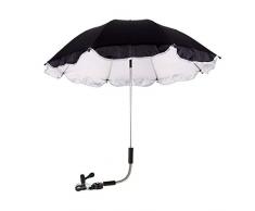 Rameng Ombrelle Anti-UV pour Poussette et Landau Parasol Poussette de Bébé Enfants Ombrelle de Soleil (Noir)