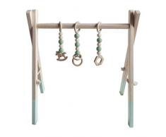 Manyo. Accessoire de Gym Bébé, Portique déveil Bébé Portique dactivités+ 3 PCS Jouet Anneau Dentition Pendentif Bébé Bois, sans BPA (Vert)