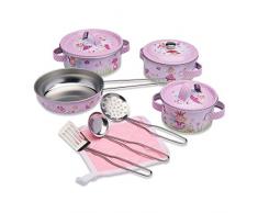 Wobbly Jelly - Dinette pour Enfants « Conte de fées » - Lot de 11 pièces casseroles et poêles pour Enfants - Accessoires de Cuisine pour Enfants