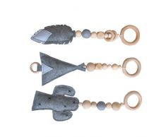Kongnijiwa 3PCS / Set hochet Jouets Style Nordique Jouets de Dentition, bébé Nouveau-né en Bois Anneau hochet Perles Portique Jouet Poussette Hanging Jouets Cadeau bébé Nouveau-né