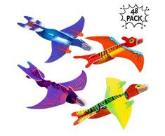 48pcs Avion En Polystyrène Dinosaure | Avions Planeurs Cadeau Enfants Garçon Fille Anniversaire Pochettes Surprise | Jouer Et Samuser Pendant Des Heures L’intérieur Plein Air Jeter Planeur Manuel
