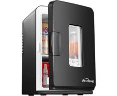 Mini Frigo de Chambre 15L, Mini Réfrigérateur Silencieux 12V/220V avec Fonction Chaud/Froid et Max/Eco, Glacière Électrique Portable pour Voiture avec Étagère Démontable, Kealive