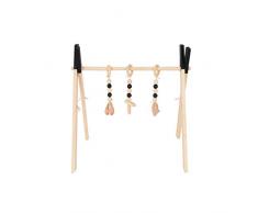 Manyo 3 Pcs Jouet Anneau Dentition, Pendentif Bébé Bois sans BPA, Nordique Bébé Accessoire de Gym pour Portique déveil Bois Portique dactivités 0-3 Mois (Noir)