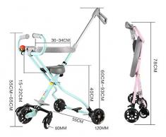 GHDE& 2-6 Ans Alliage d'aluminium Simple Poids léger Les Enfants Mini Trike Chariot à Trois Roues Poussette de bébé Volant 5 Tours Stable,B