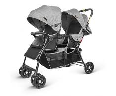 besrey Poussette Double.Pour Jumeaux ou Frères et Sœurs.De la naissance à 3 ans. Gris.