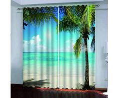 FAIEK Rideau Occultant À Oeillets 2 Pièces - Paysage DHawaï - Rideaux Réduction du Bruit Rideau Occultant Décor Moderne pour Chambre denfants Société Bureau Chambre À Coucher - 75X166Cm * 2 Panel