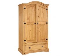 IDIMEX Armoire Salsa penderie pour vêtements Style Mexicain avec 2 Portes battantes et Rangement 1 étagère et 1 tiroir, en pin Massif Finition teintée/cirée