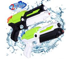 MOZOOSON Jouets pour 3-8 Ans Garçons Filles, 2 Pack Pistolets à Eau avec 2x400ml Capacité en Eau/Champ de Tir 8M, Petits Pistolets à Eau Water Pistol Gun pour Enfants