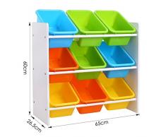 HOMFA Meuble de Rangement Jouets Etagère de Jouets de 3 Etages pour Jouets Chambre d’enfant