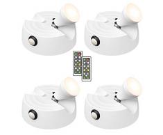 Olafus Lot de 4 Appliques Tableaux à Pile, avec Télécommande Minuteur 200LM 2700K Blanc Chaud Eclairage LED Réglable pour Peinture Statue Vitrine Antiquité Maquette, Batterie Non Incluse