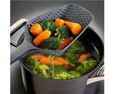 Outils de cuisine de cuisine Pelleteuses légumes Passoire Scoop Nylon cuillère Noir 13.46X4.84X2.44Cm grande Passoire soupe Filtre Outils (1pc),Noir