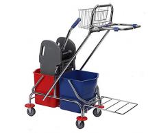 JUEYAN Kit de nettoyage professionnel avec poussette, chariot de nettoyage et roulettes 2 x 17 l