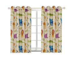 BGment Rideaux Salon Thermiques Occultants Isolation Lumineuse à Oeillets, 2 Panneaux Draperie de Fenêtre pour Enfants(2X L 117 X H 137cm,Zoo)