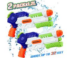 lenbest Pistolet à Eau, 2 Pack Super Water Guns avec 1.2L Grande Capacité & 10M Gamme, Eau Trempage Blaster Lété Plein Air Eau Cadeau Jouets pour Enfants Adultes Garçon Fille