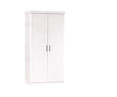 Inter Link Armoire penderie contemporaine à portes battantes Pin massif vernis blanc
