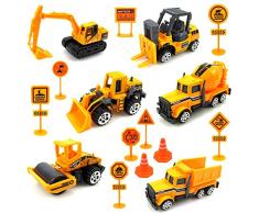 Engin de Chantier Jouets véhicule - Petite Voiture Cars Miniature - Camion Benne Toupie Pelleteuse Chariot Elevateur Excavatrice - Jeux pour Enfant Garçons Filles 3 4 5 Ans et Plus