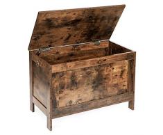 HOOBRO Coffre de Rangement, Boîte de Rangement à Jouets Vintage, avec 2 charnières de sécurité, Organisateur, Banc de Rangement Robuste pour entrée, Teinte de Bois, Montage Facile EBF75CW01