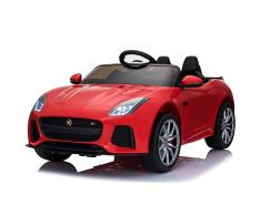 Homcom Voiture véhicule électrique Enfants 12 V - V. Max. 8 Km/h Effets sonores + Lumineux Rouge Jaguar F-Type SVR coupé