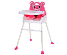 QIANGUANG Chaise pliante moderne 4 in1 pour bébé Chaises hautes avec plateau Alimentation par ceinture (Pink)