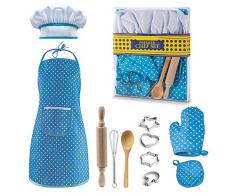 KITY Kit de Cuisine et de Pâtisserie pour Enfants, Jouet Enfant 3-8 Ans Jouets pour Fille de 4-7 Ans Cadeaux pour Fille de 3-8 Ans Jeux Jouet (Bleu) Cadeaux pour Fille de 3-8 Ans Jeux Jouet