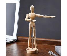 Leijing Mannequin en Bois Articulé Modèle de Dessin Marionnette avec Support (Hauteur: 15.5cm)