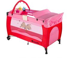 TecTake Lit Bébé Parapluie Pliant Réglable avec Accessoires - diverses couleurs au choix - (Pink | No. 400533)