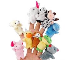 Binnan Lot de 10pcs Jouet du Doigt Mignon, Jeux de Doigts Animaux Marionnettes Peluches Doudoune, Animal
