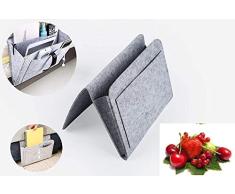 Diker Sac de Rangement de Chevet, Feutre Poche de lit,Organiseur pour lit,Poche de Lit Sac de Rangement pour Téléphone Télécommande, Magazine, Lunettes, Livre, Pad (Gris Clair)
