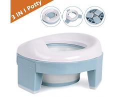 Siège Toilette Pliable Enfants 3-in-1 Réducteurs de Toilettes Trainer Pot WC Pour Chaise Bébé avec Plaque Anti-Eclaboussure Haute Qualité Voyages Couvre-Sièges Maison pour Garçon et Fille (Bleu)