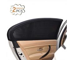 Uarter 2Pcs Pare-Soleil Voiture SPF 30+ Grand -Bloquer les Rayons UV - Protégez Votre Enfant et Animaux - Installation Facile - Compatibles avec la Plupart des Véhicules(Noir)