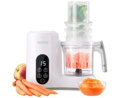 Cuiseur Mixeur à Deux Paniers Multifonctions 6-en-1 pour Bébé- Vapeur, Mixeur, Nettoyage Automatique, Sterilisateur Biberons, Réchauffe, Dégongèle - Robot Cuiseur Multifonctions