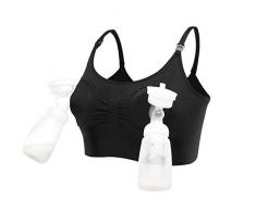 Yajiun Soutien Gorge pour Tire Lait,Soutien Gorge Allaitement Coton Spandex Noir (Noir, L)