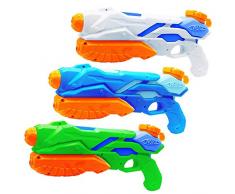 MOZOOSON Pistolets à Eau Jouet dété pour Enfants, 3 x 300ML Water Gun avec 8-10M Longue Distance, Jeu de Plein Air Jouets pour Piscine Plage