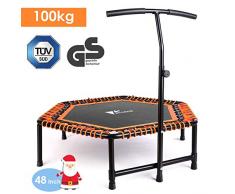 amzdeal Fitness Trampoline Indoor Jumping avec Poignée en Forme T Réglable en Hauteur pour Enfants et Adultes Trampoline de Fitness Intérieur/Extérieur
