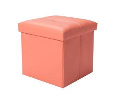 Tabouret Canapé Tabouret - Pliable Multifonction Peut Prendre la boîte de Rangement Tabouret en Cuir Couleur Bonbon des Jouets for Enfants Salon Sofa Tabouret 24L (30 * 30 * 30 cm) (Color : Pink)