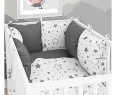 Tour de lit : Lot de 6 coussins avec housses pour lit de bébé - 60 x 120 cm