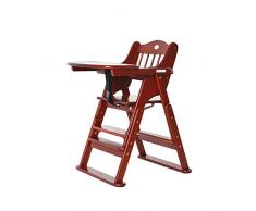 JZX Chaise Haute, Coin bébé, siège Multifonction Pliant en Bois Massif, siège pour Ceinture,Café Noir,Modèles de